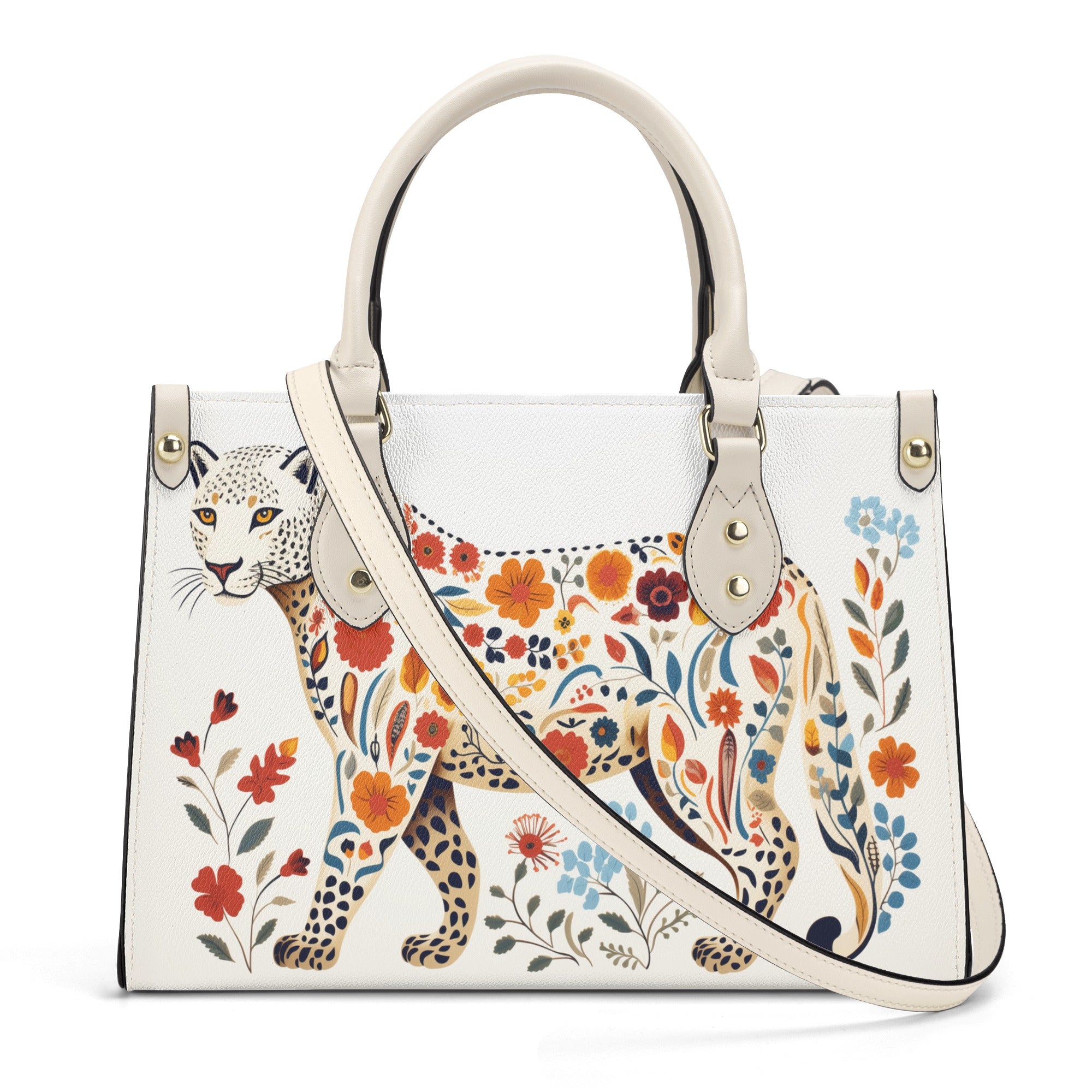 Leopard Print Floral Tote - Chic Vegan Leather