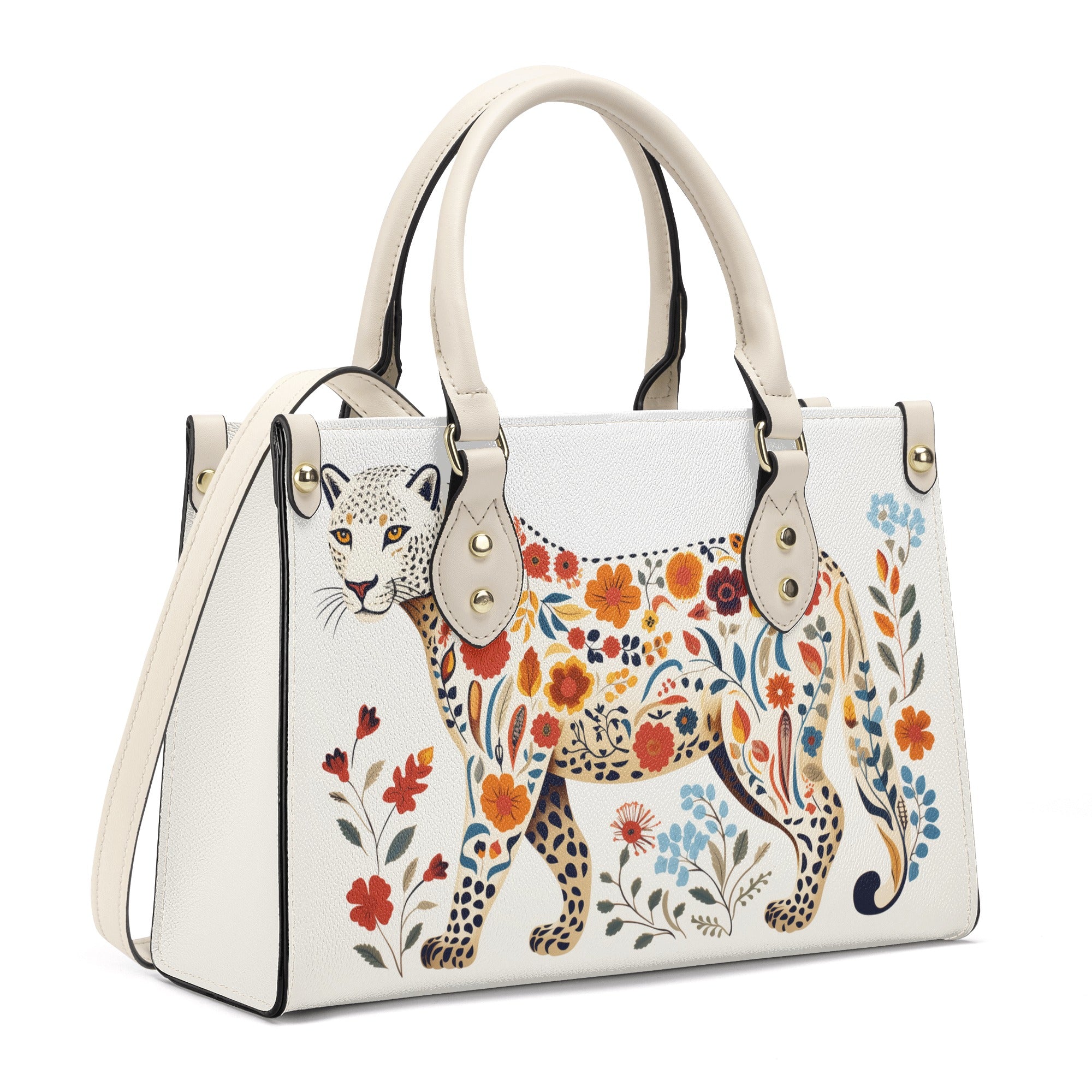 Leopard Print Floral Tote - Chic Vegan Leather