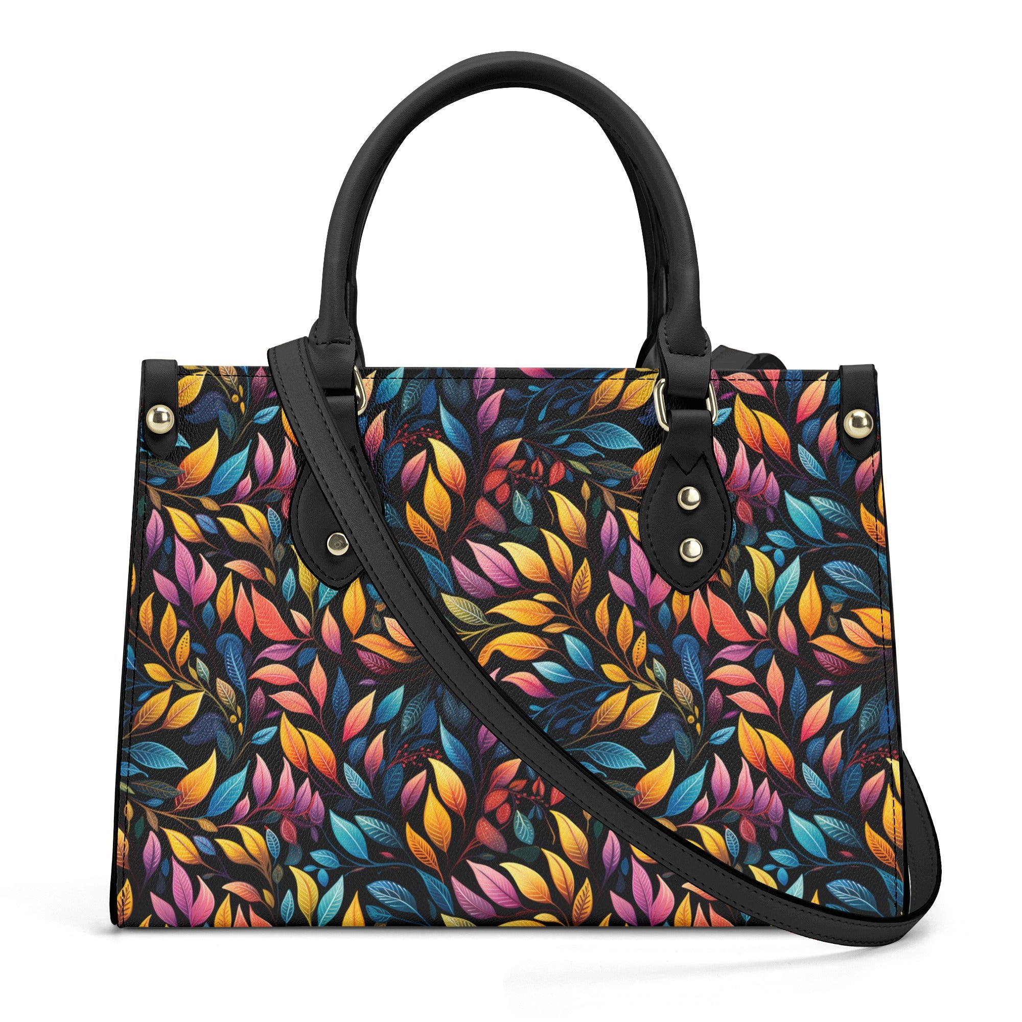 Vibrant Foliage Leather Handbag