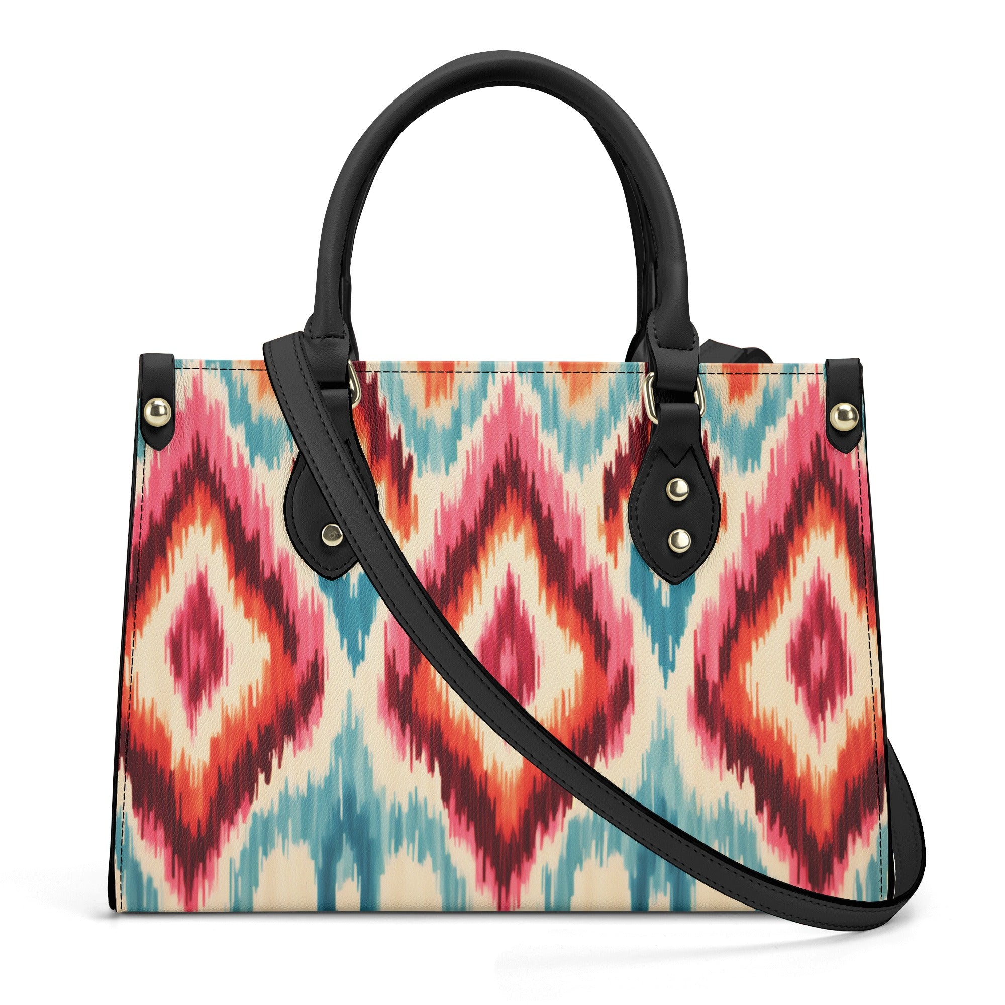 Ikat Essence Leather Handbag - Vibrant & Chic