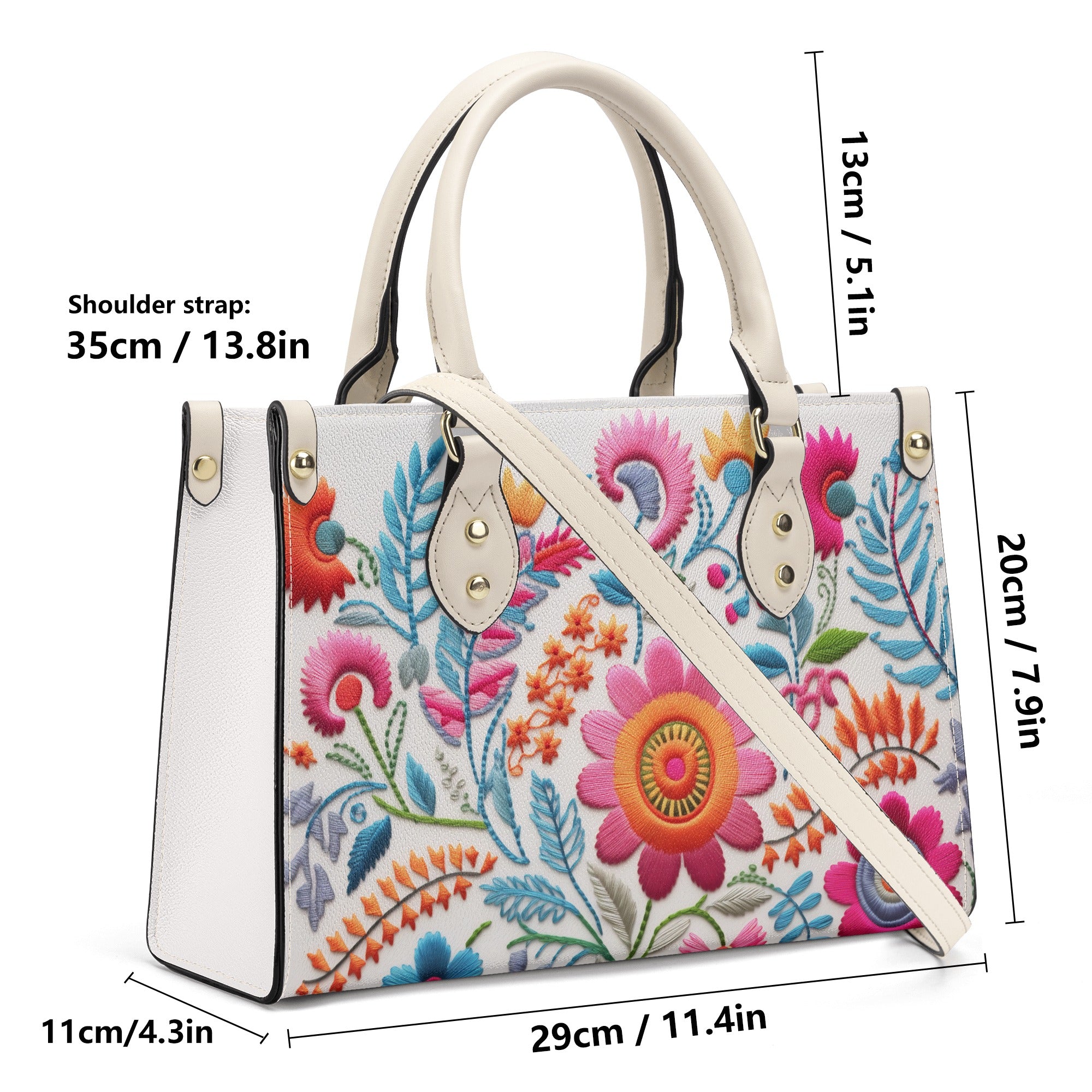 Embroidered Blossom Print Handbag - Timeless & Chic