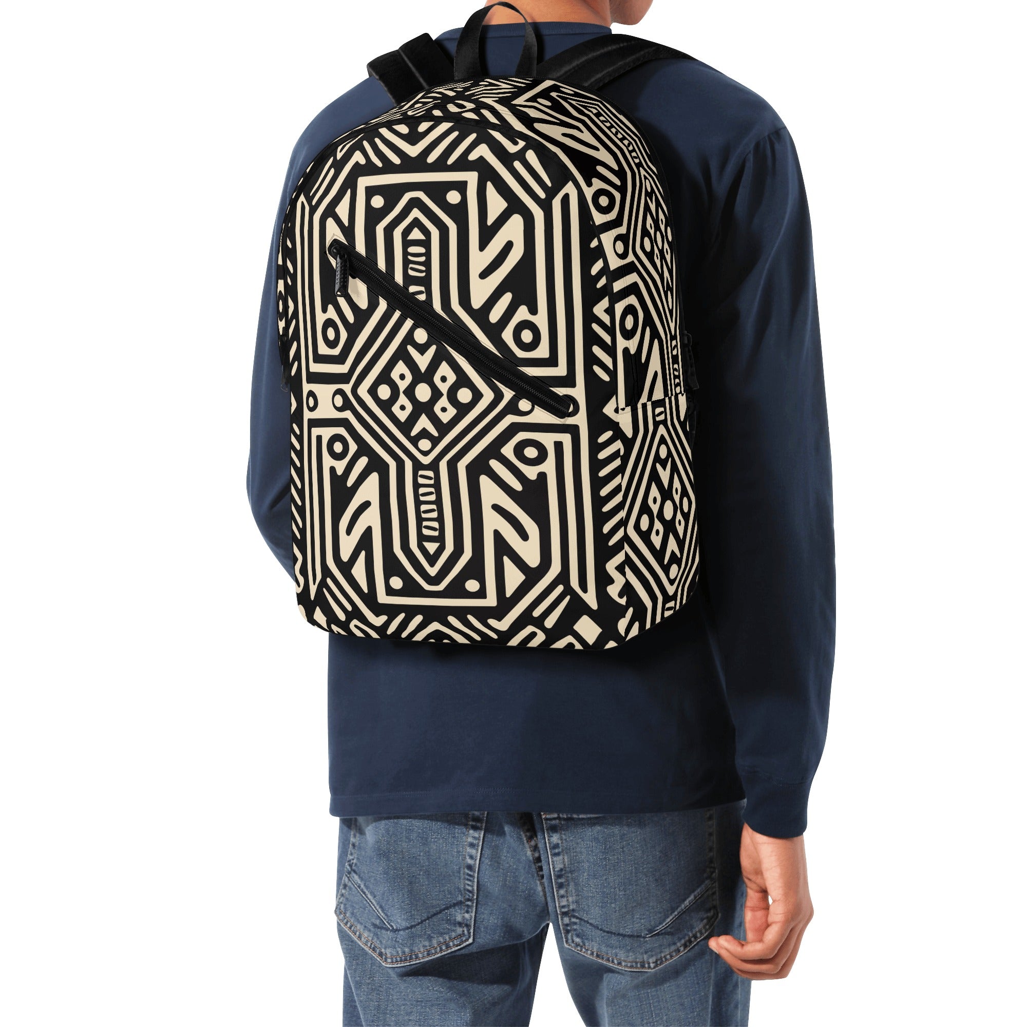 African Bogolan Pattern-Inspired Backpack