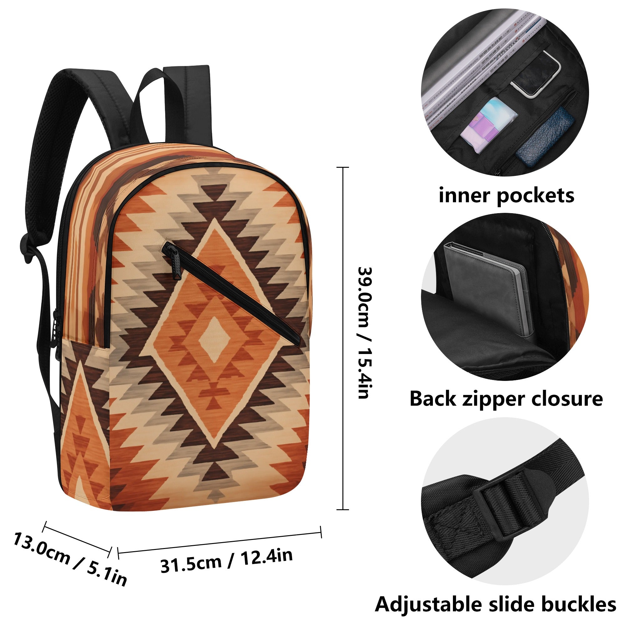 Southwestern Inspired Pattern Backpack - Brown
