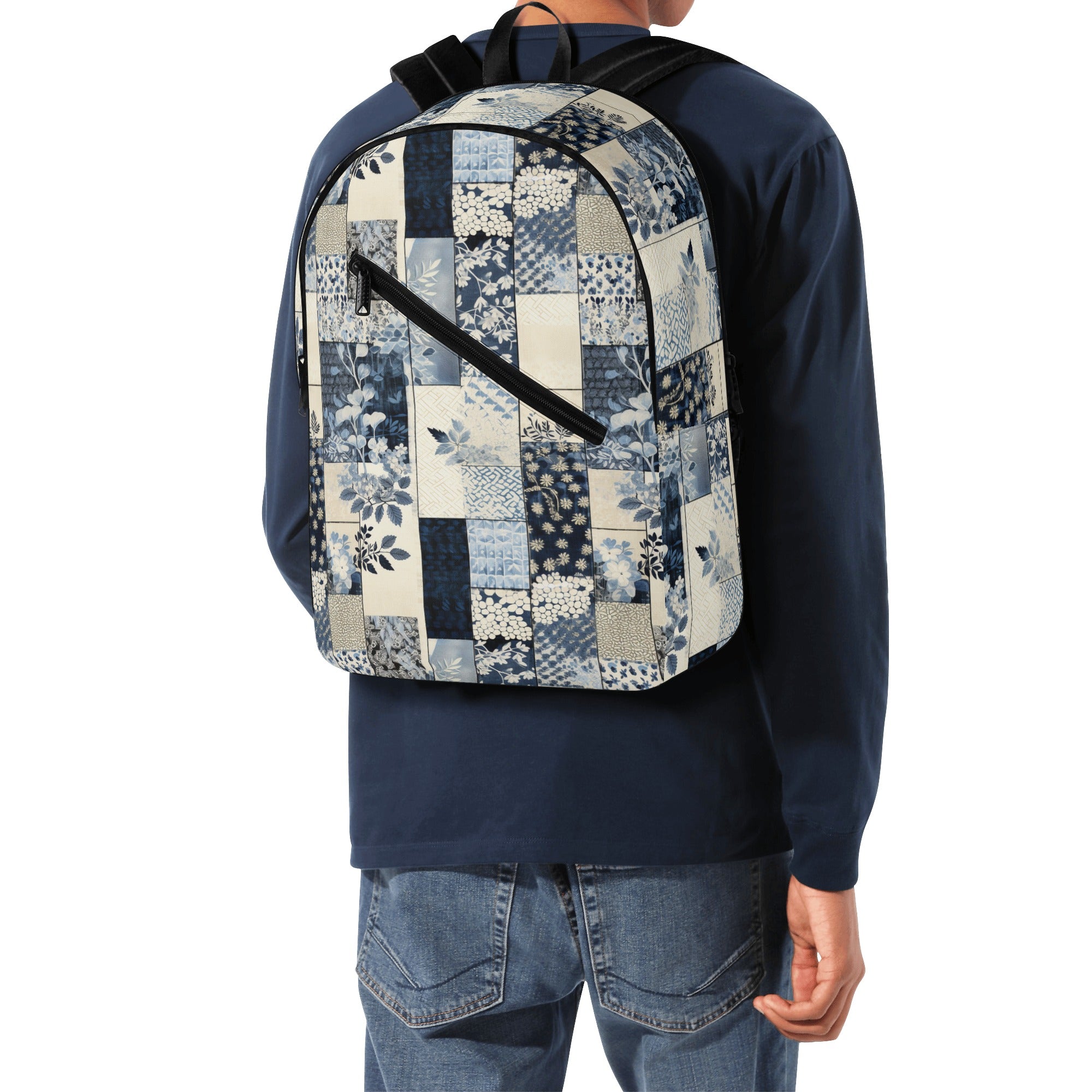 Blue Floral Patchwork Design Backpack