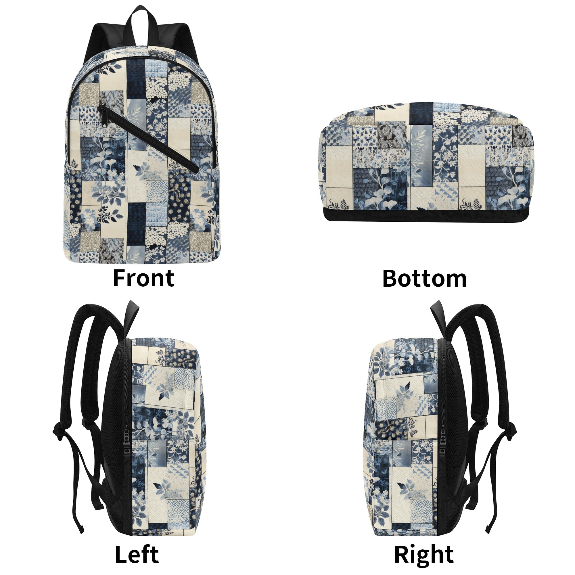 Blue Floral Patchwork Design Backpack