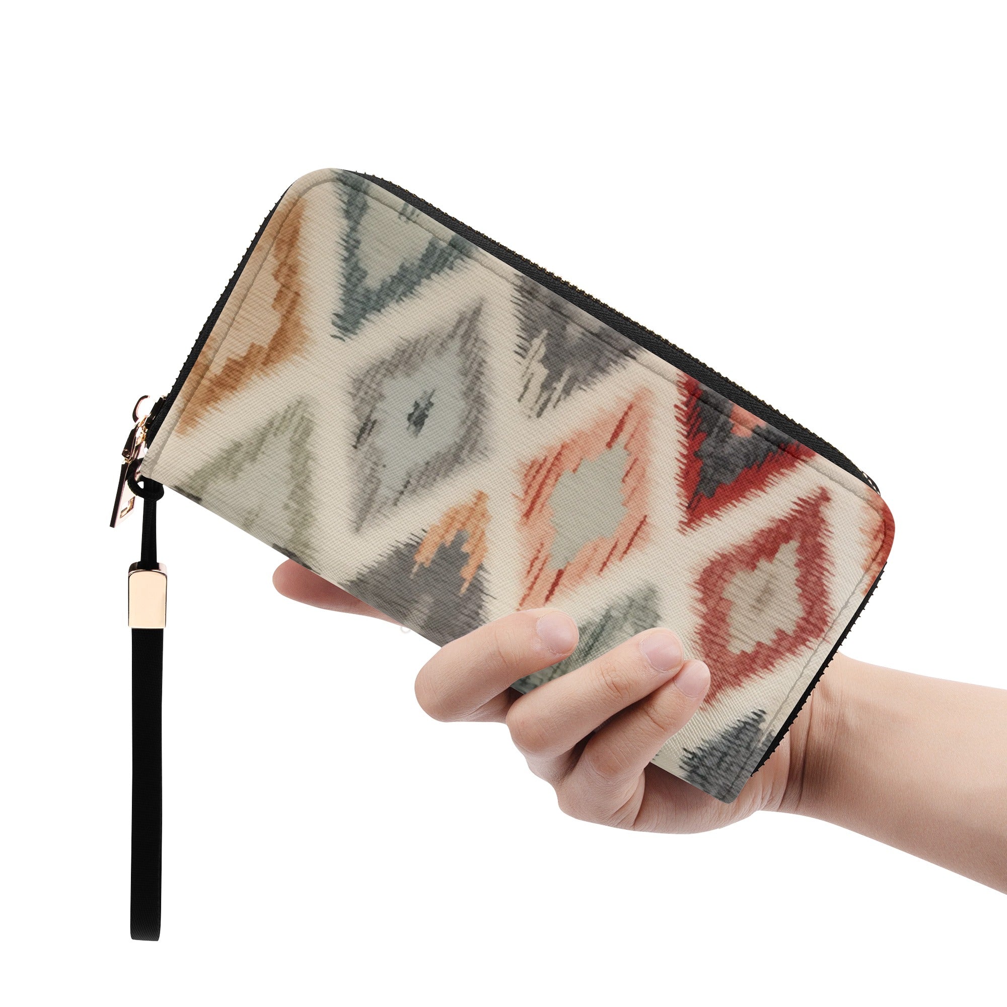 Ikat Embroidery-Inspired Large Capacity Wallet