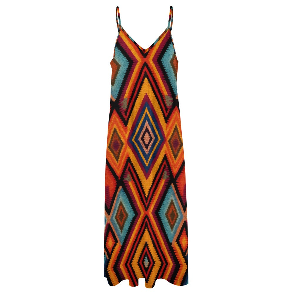 Geo-Pattern Maxi Dress - Vibrant & Trendy