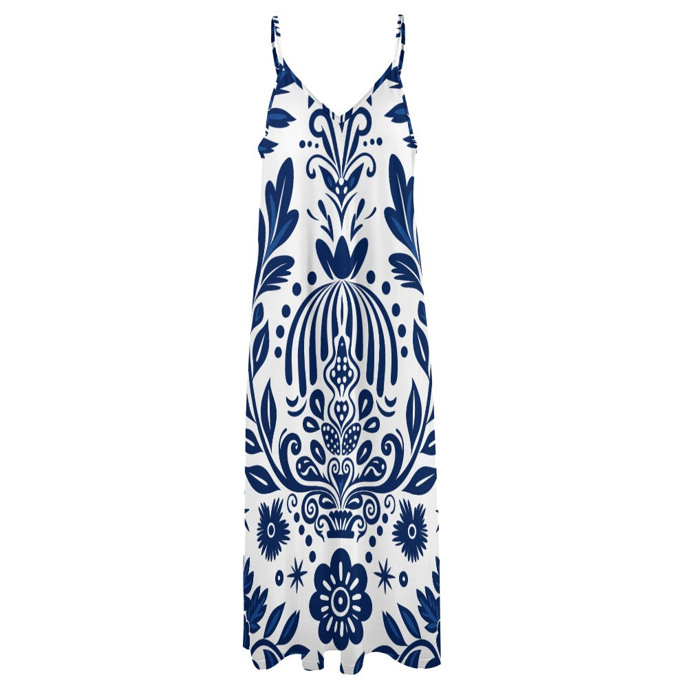 Blue Bloom Maxi Dress - Elegant & Airy