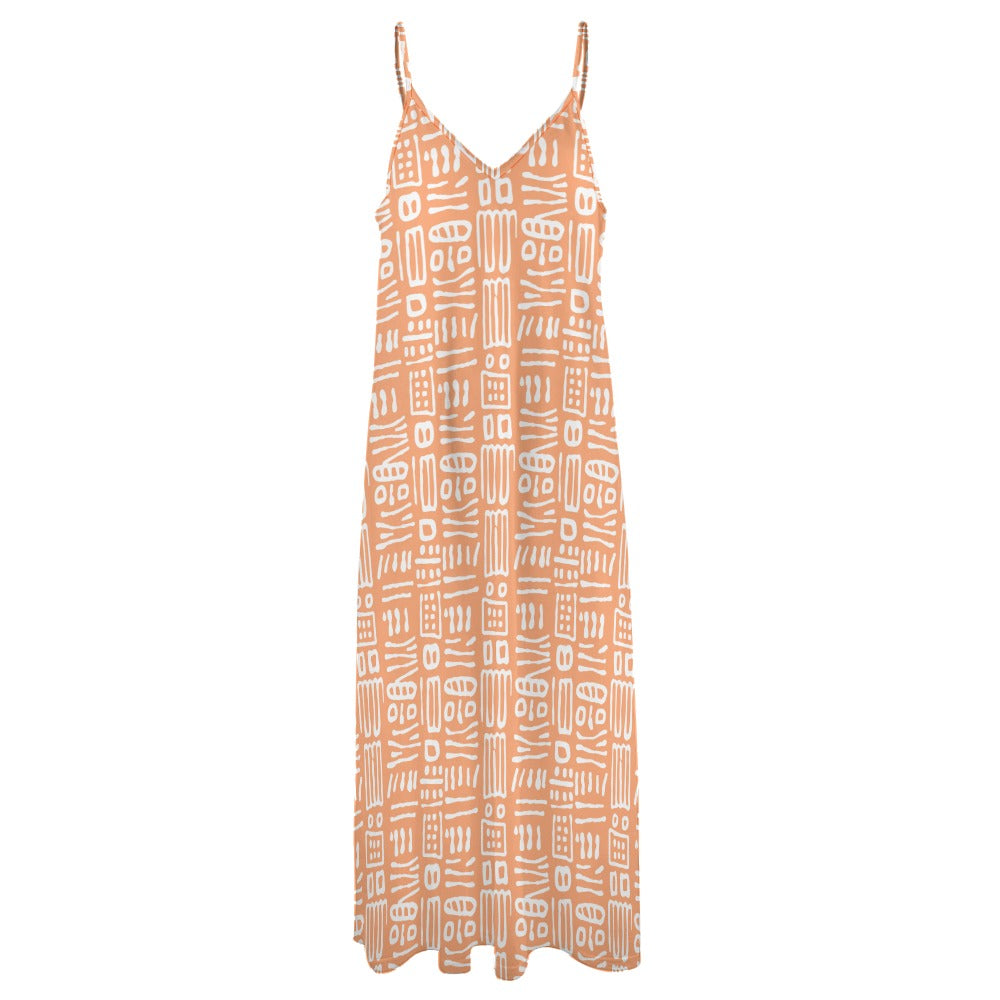 Peach Pattern Maxi Dress - Summer Vibes