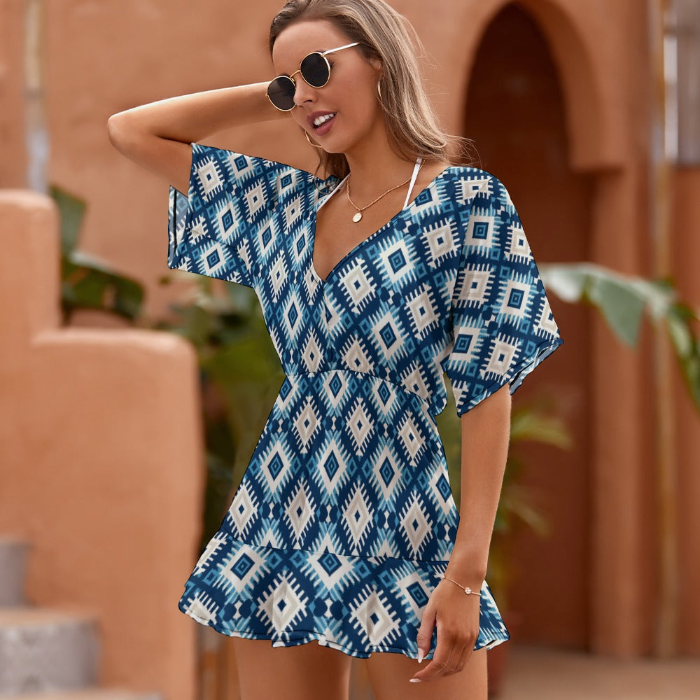 Ikat Breeze V-Neck Beach Dress