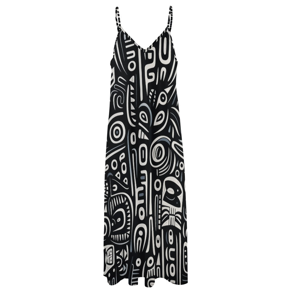 Abstract Art Maxi Dress - Sleek & Unique