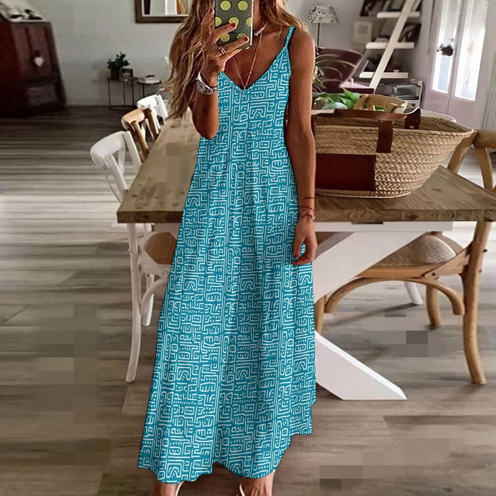 Aqua Maze Maxi Dress - Relaxed & Trendy