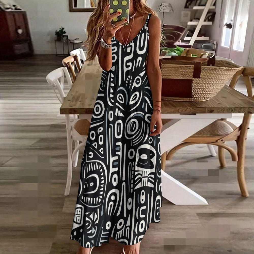 Abstract Art Maxi Dress - Sleek & Unique