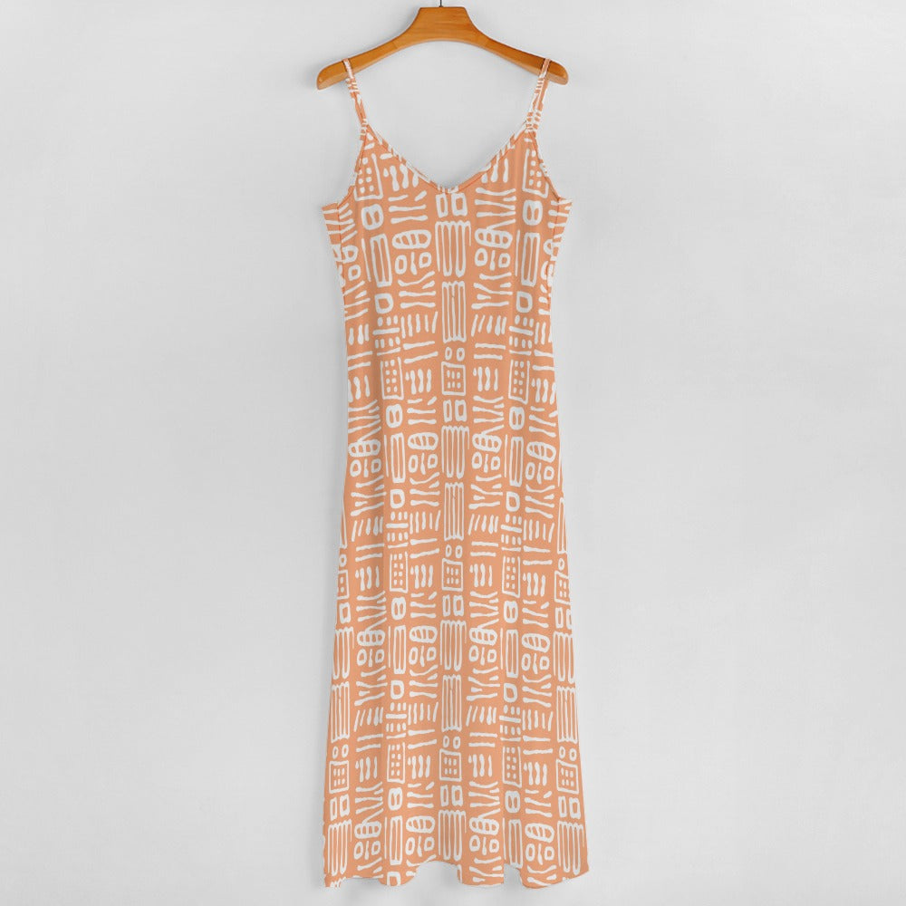 Peach Pattern Maxi Dress - Summer Vibes