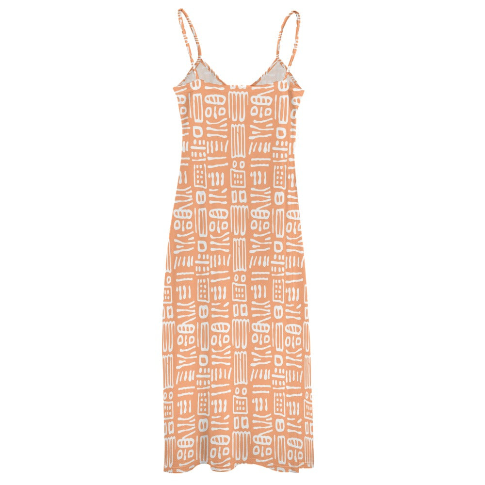 Peach Pattern Maxi Dress - Summer Vibes