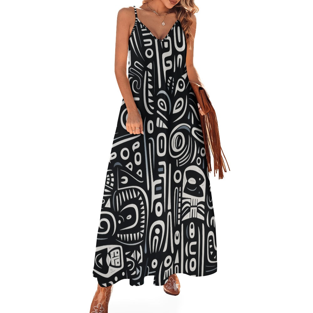 Abstract Art Maxi Dress - Sleek & Unique