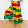 Reggae Leaf Boho Wrap Pants – Rasta Stripes or Jungle Vibes