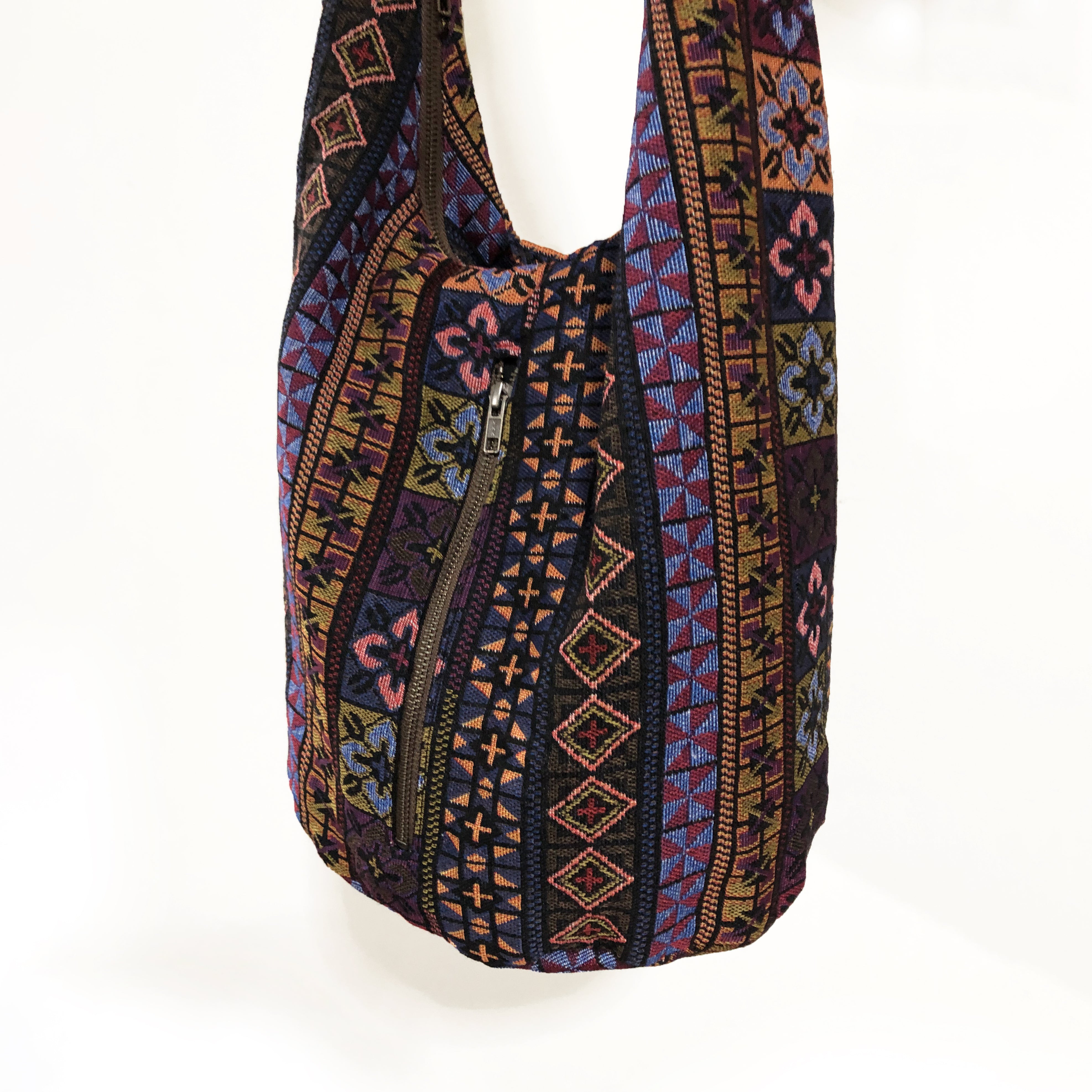 Purple Floral - Hippie Crossbody Bag - hippiealley