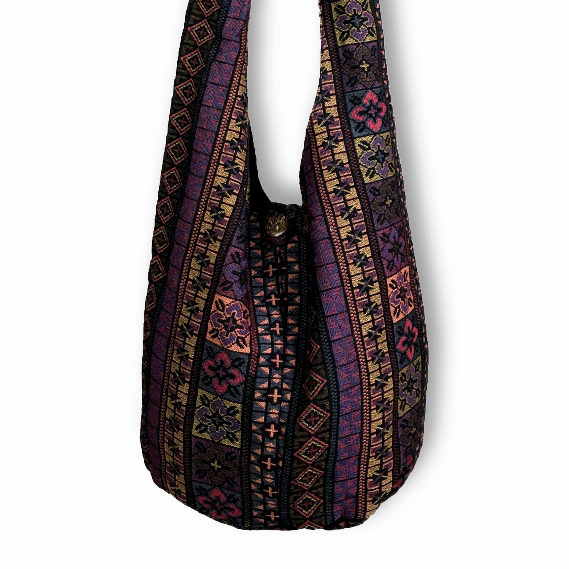 Purple Floral - Hippie Crossbody Bag – Ohethno