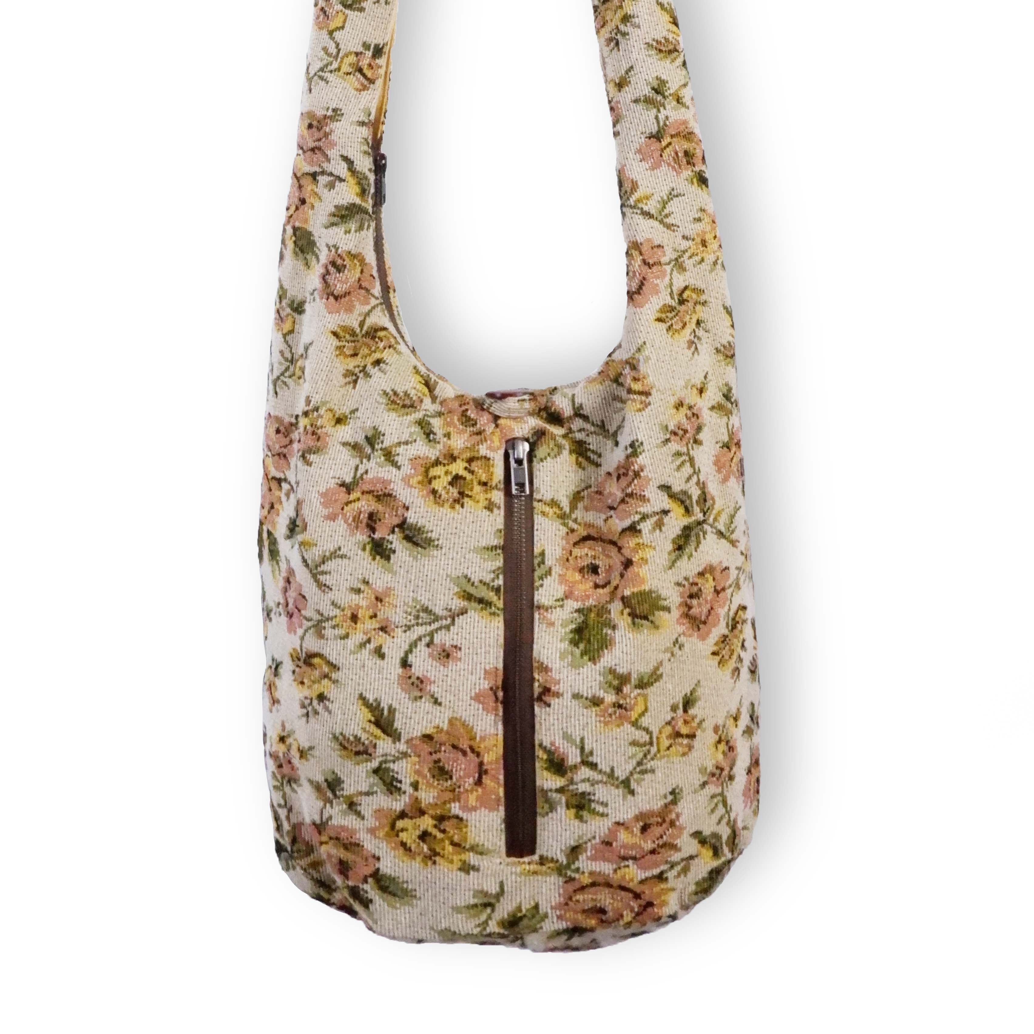 Durable Tapestry Floral Crossbody Bag - Style and Function Combined - hippiealley