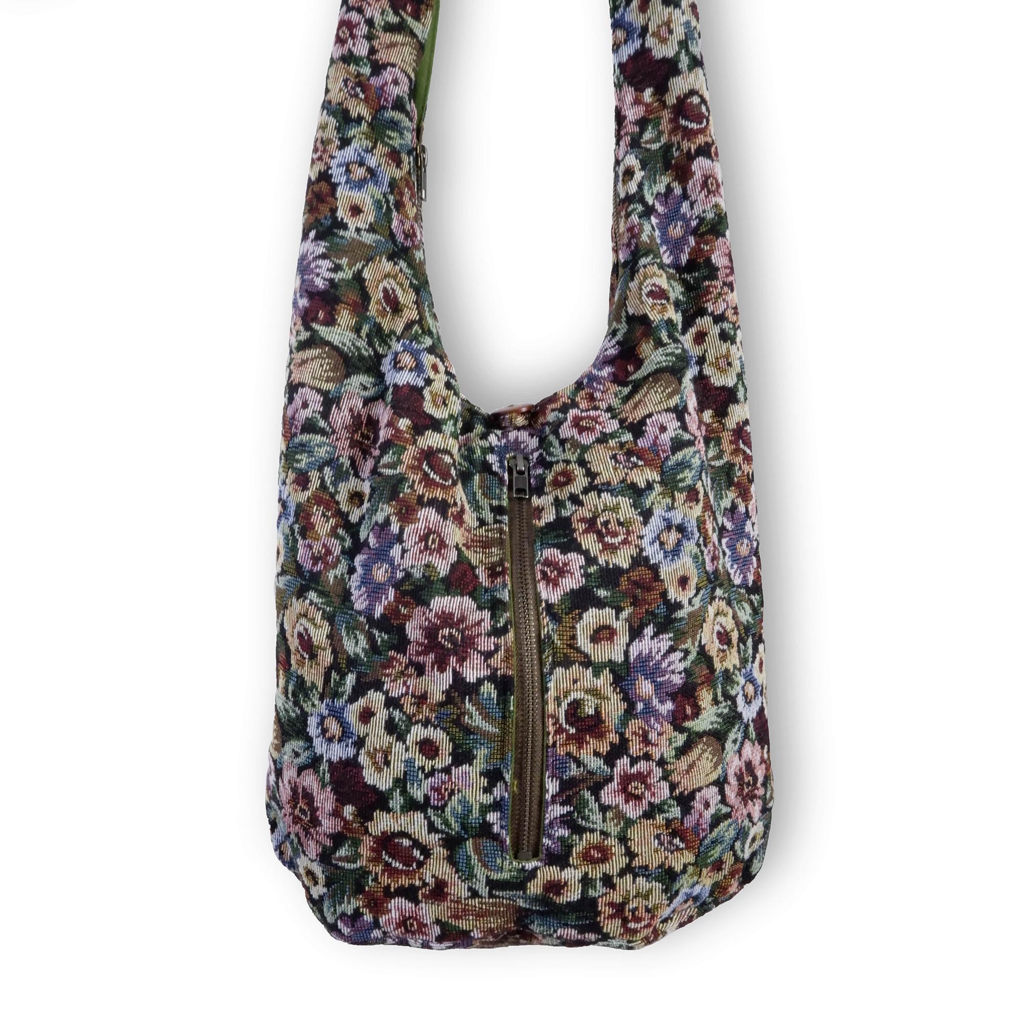 Flower Print - Vegan Crossbody Bag - hippiealley